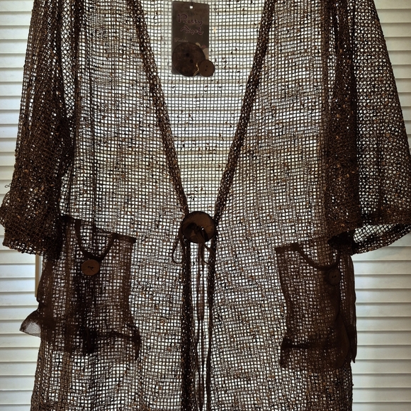 New Pretty Angel Brown Fish Net Swim Coverup - Picture 4 of 4
